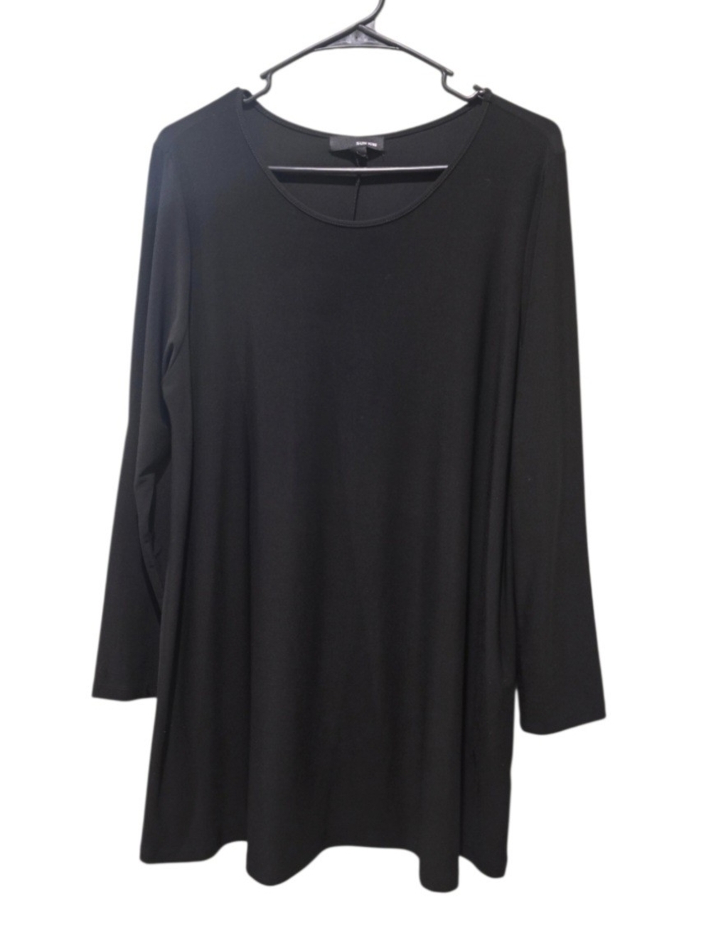 Sun Kim Black Long-Sleeve Scoop Neck Tunic/Dress Size Large